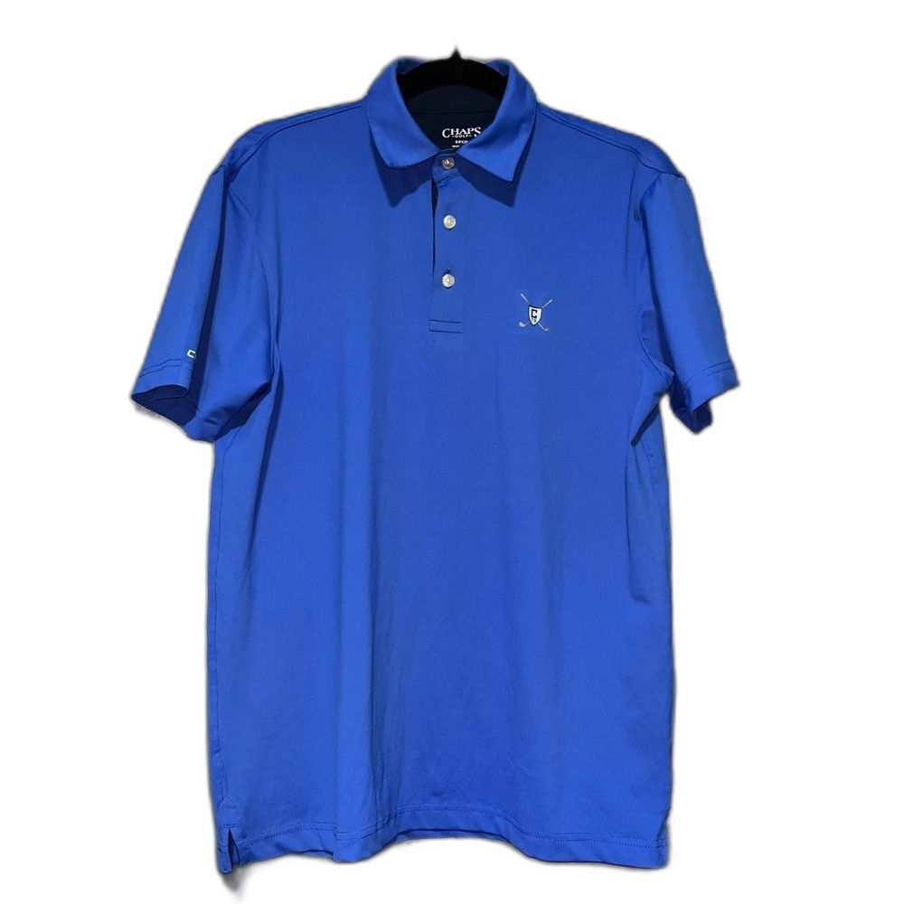 Chaps Golf Mens Small Polo Shirt Royal Blue Moisture Wicking Performance Top C78